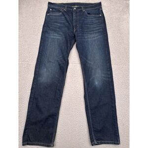 Levi's 505 Jeans Mens 36x32 Blue Regular Straight Dark Wash Denim Faded Workwear